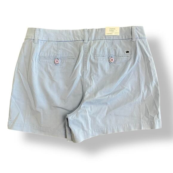 Crown & Ivy NWT Caroline Cotton Blend Shorts Womens Size 12P Blue - Picture 7 of 10